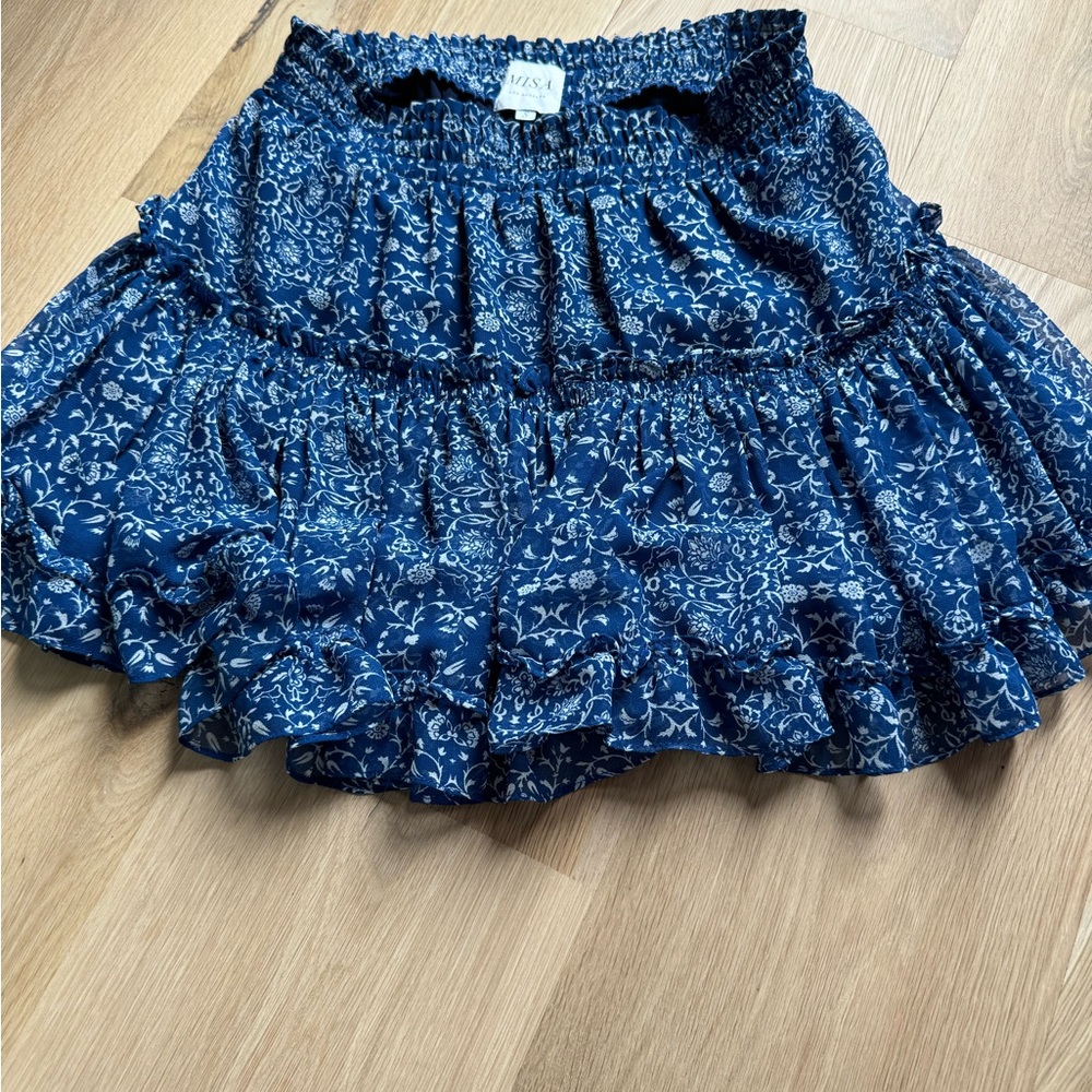 Misa Los Angeles Navy Floral Mini Skirt